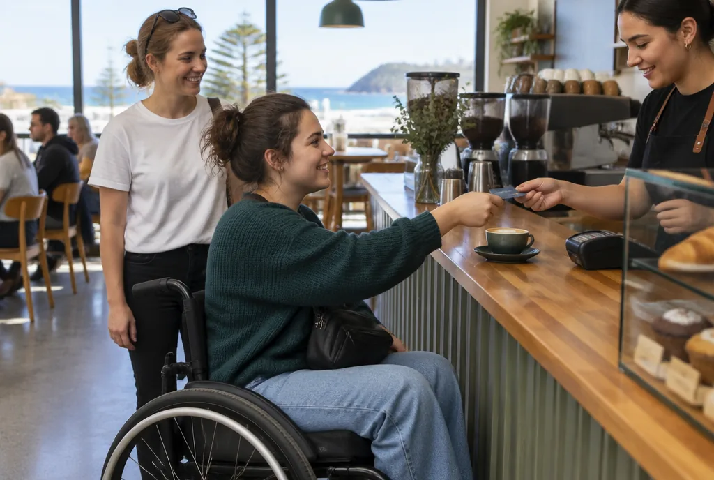 A participant confidently ordering coffee at a Wollongong café